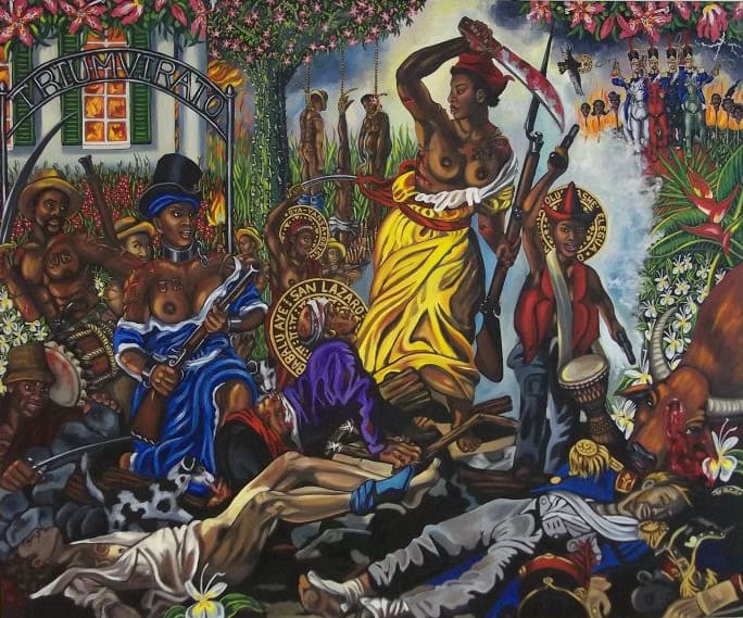 Carlota Leading the Slaves in Matanzas by Lili Bernard|Carlotta Lucumi Leader of Slave Rebellion Carlota Leading the Slaves in Matanzas by Lili Bernard|