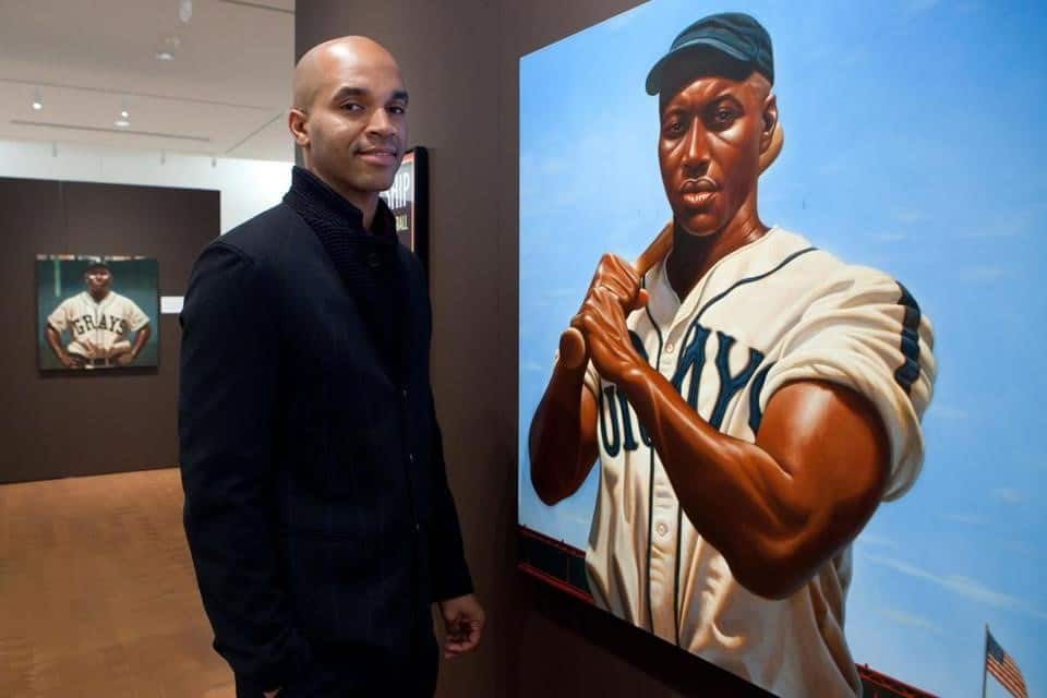 Kadir Nelson with Image of Jackie Robinson