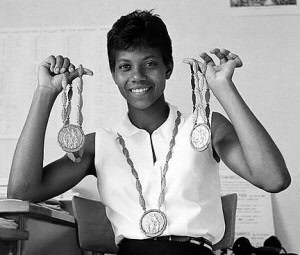 Wilma Rudolph with her Olympic Gold Medals (Image Courtesy of the U.S. Library of Congress)