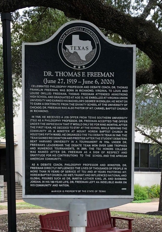 Historical Marker of Dr. Thomas F. Freeman in Texas (Courtesy Quintard Taylor Collection) Historical Marker of Dr. Thomas F. Freeman in Texas (Courtesy Quintard Taylor Collection)